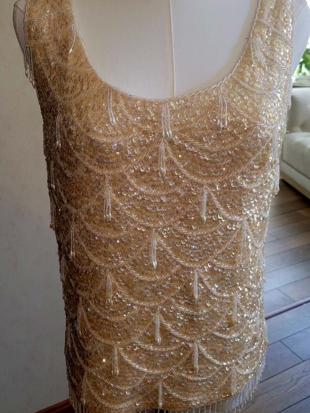 Vintage Gold Beaded Sleeveless Top